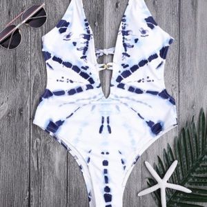 NWT tie-dye high leg one piece bikini